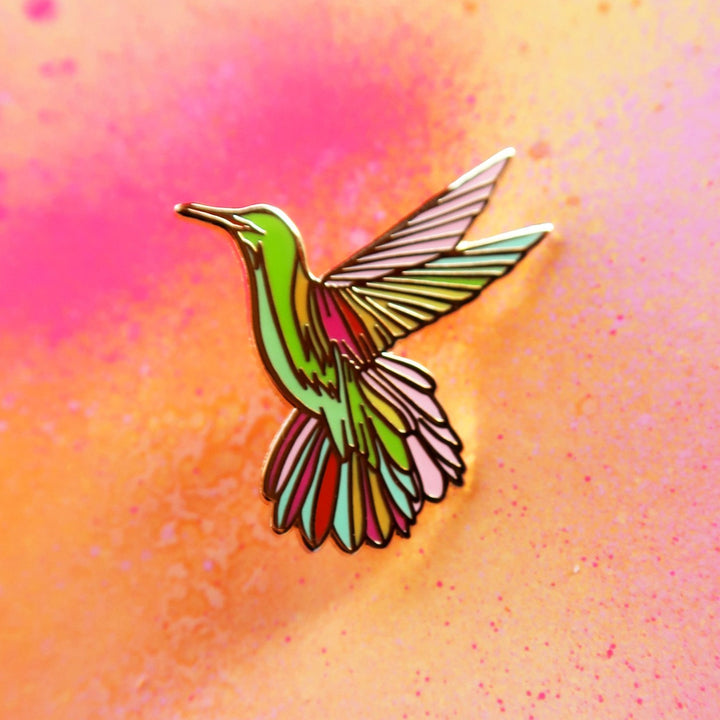 Rainbow Hummingbird Enamel Pin