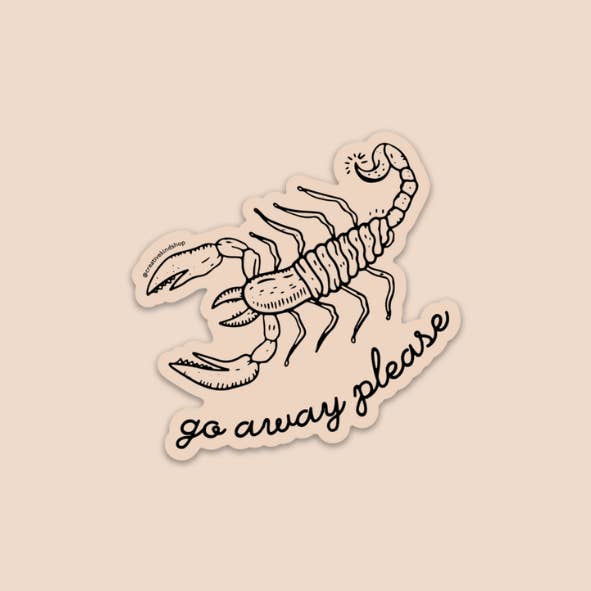 Go Away Please Scorpion Sticker