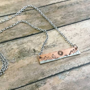Desert Scene Mixed Metal Necklace