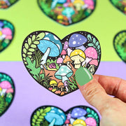 Forest Mushroom Heart Sticker