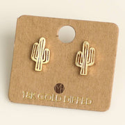 Dainty Desert Cactus Stud Earrings