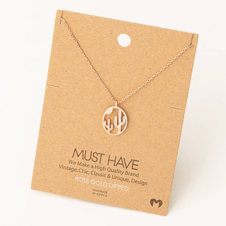 Cactus Coin Pendant Necklace