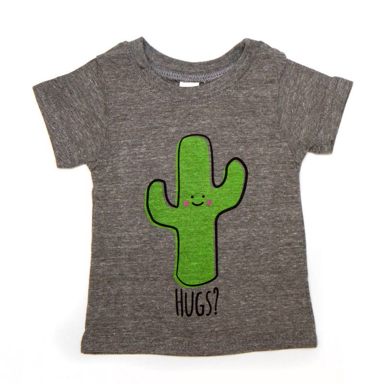 Hugs Cactus Toddler Tee - Heather Grey