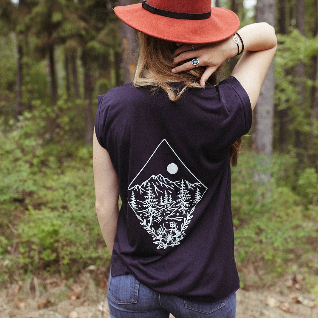 Take Me to the Wildflowers Rolled Sleeve Flowy Tee